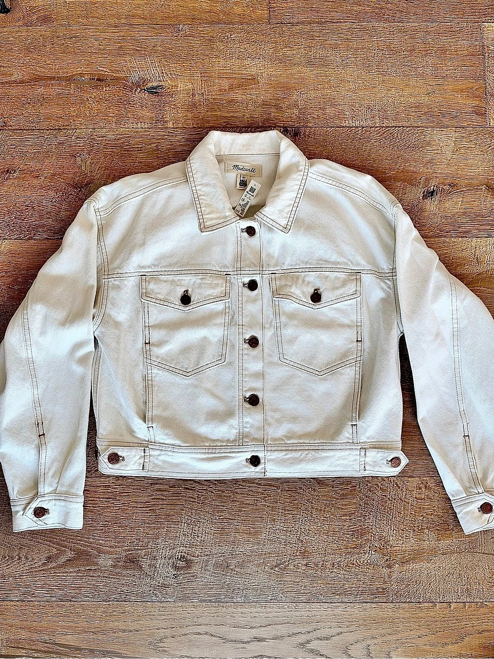NWT Madewell Button-Front white Denim Jacket Size Small
